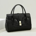 Casual Tote Luxury Leather Handbags Purse Women Bag(BLACK) - Image 2