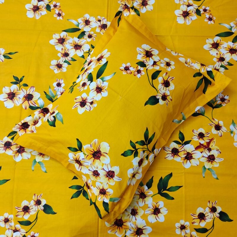 Luxury Twill Cotton Bedsheet – Mastered Yellow - Image 3