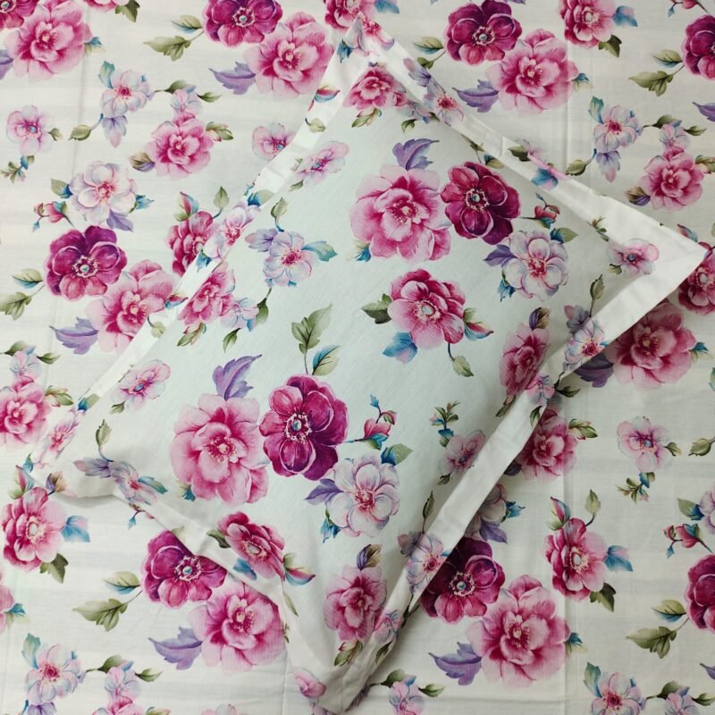 Luxury Twill Cotton Bedsheet – White Rose - Image 2
