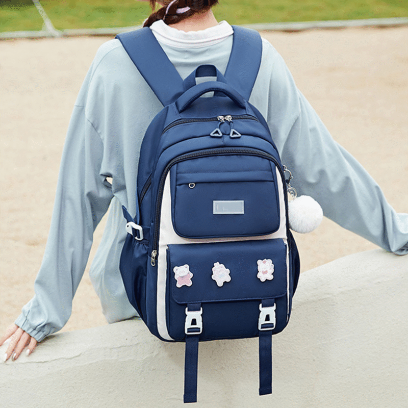 Kids Backpack Children School Bags for Girls Orthopedic Waterproof Primary Schoolbag Book Bag (blue) - Image 3