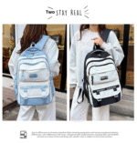 Academy Style School Bag Book Bag Lightweight College Student Backpack(blue) - Image 2