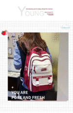 Academy Style School Bag Book Bag Lightweight College Student Backpack(Red) - Image 3