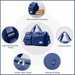 Fashionable Large Capacity Travel & Gym Bag Blue - Image 3