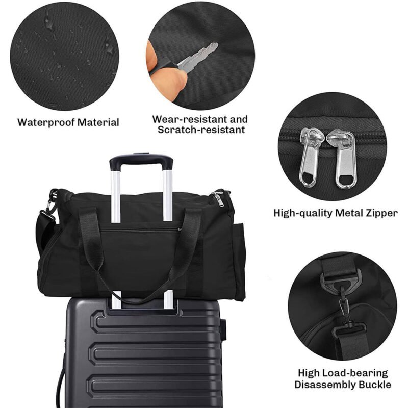 Fashionable Large Capacity Travel & Gym Bag Black - Image 2