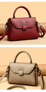 Luxury Designer Fashion High Quality Leather Kangaroo Handbag (Maroon) - Image 5