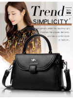 Luxury Designer Fashion High Quality Leather Kangaroo Handbag (Black) - Image 2