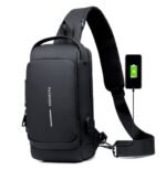 USB charging sport sling Anti-theft shoulder bag (Black shape) - Image 4