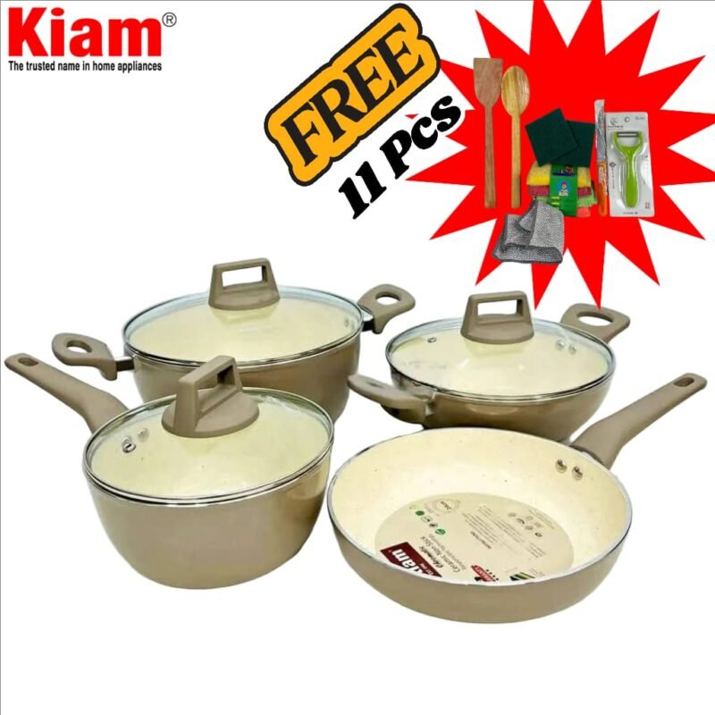 Kiam Super Ceramics 7 pcs Cookware set IB + 11Pcs Free( Stock limited) - Image 4