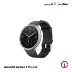 Amazfit Active 2(Round) 1.32inch Smartwatch (Premium) Dual Strap(Leather + Silicone)- Black