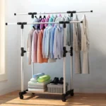 Extended Double Pool Cloth Hanging Stand Cloth Drying Stand silver.