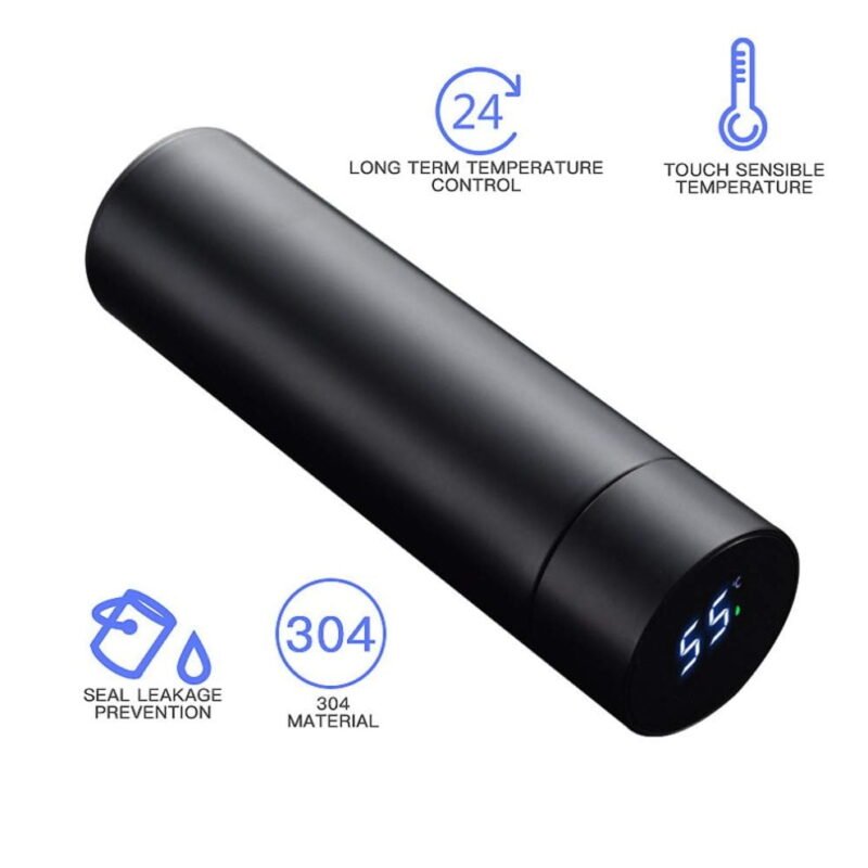 Modern Style Hot & Cold Flask With Led Temperature Monitor – Black Color - Image 2