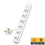 Deli CT705ES 3 Pin 6 Port 3 Meter Power Strip With Surge Protection