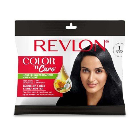 Revlon Color 'n Care Nourishing Permanent Hair Color Sachet 20g - 1 Natural Black - Image 1