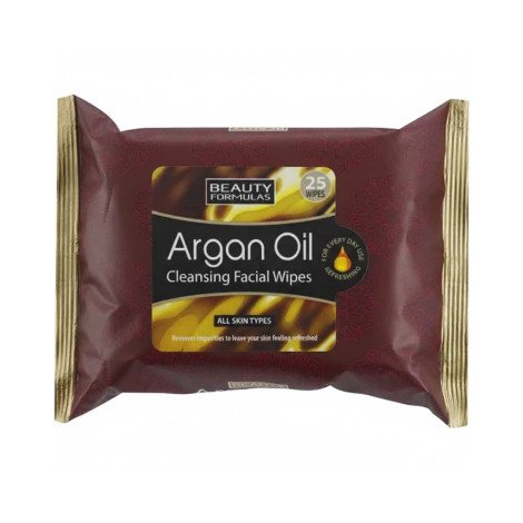 Beauty Formulas Argan Oil Cleansing Facial Wipes - 25 Wipes - Image 1