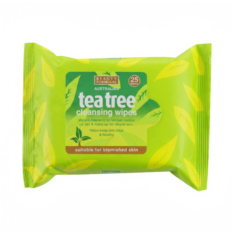 Beauty Formulas Australian Tea Tree Cleansing Wipes - 25 Wipes - Image 1