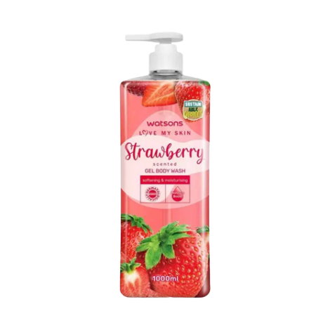 Watsons Love My Skin Strawberry Scented Gel Body Wash 1000ml - Image 1