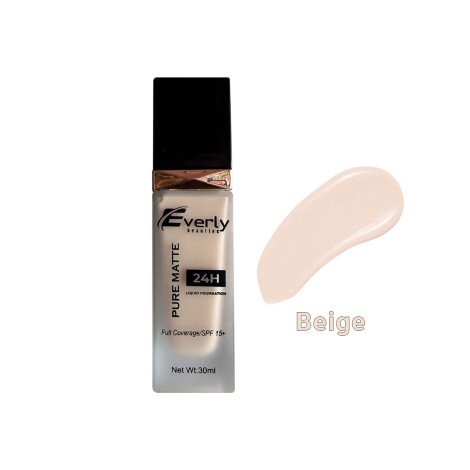 Everly Pure Matte Full Coverage Liquid Foundation 24H SPF15 - Beige - Image 1