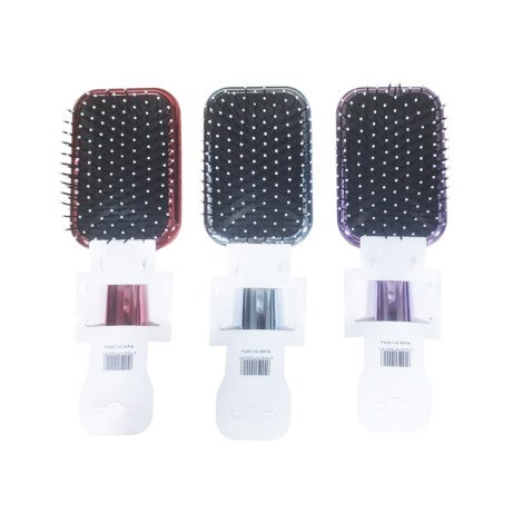 Multicolor Square Shape Hair Brush With Mirror - Image 1