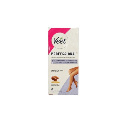 Veet Professional Ready To Use Half Body Wax Strips For Sensitive Skin 8 Strips - Image 1
