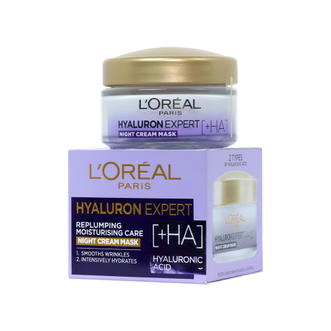 L'Oreal Hyaluron Expert Replumping Moisturising Care Night Cream Mask 50ml - Image 1