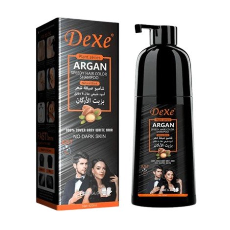 Dexe Argan Speedy Hair Color Natural Black Shampoo 420ml - Image 1