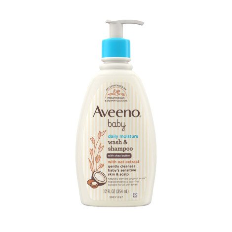 Aveeno Baby Daily Moisture Wash & Shampoo with Shea Butter 354ml - Image 1