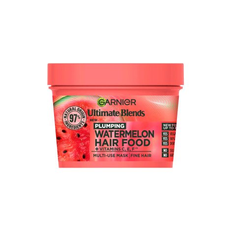 Garnier Ultimate Blends Plumping Watermelon Hair Food + Vitamin C, E, F Multi-Use Mask 400ml - Image 1