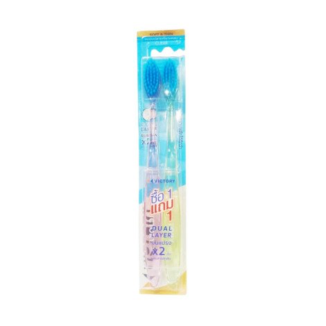 Victory Dual Layer Clear Soft & Thin Toothbrush Twin Pack - Image 1