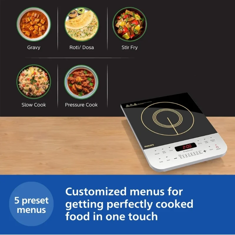 Philips induction cooker HD4938 /01 (2100W)Micro Crystal Plate, Auto-Off Program, Cool-to-Touch Surface, No Flame Cooking (2 Year Official Warranty) - Image 4