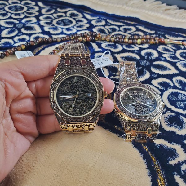 1716471571_AKL22 Ayatul kursi calligraphy watch Golden - Image 1