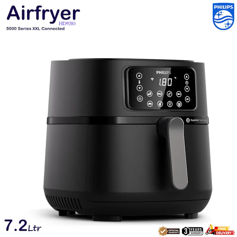 2087958_philips-airfryer-5000-series-xxl-connected-hd9285-72l-smart-air-fryer-rapidair-technology-2000w-smar Philips Airfryer 5000 Series XXL Connected (HD9285) – 7.2L Smart Air Fryer– RapidAir Technology, 2000W Smart Cooking, Black - Image 1