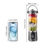 Professional Portable Blender for Shakes and Smoothies, 600ml Large Capacity USB-C Rechargeable Juicer with LED Display, Cordless Handheld Fruit Mixer for Travel - Image 3